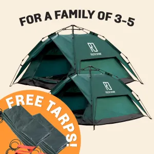 1 Small-Sized   1 Large-Sized 3 Secs Tent   2 FREE Camping Tarps (Family Package, US)