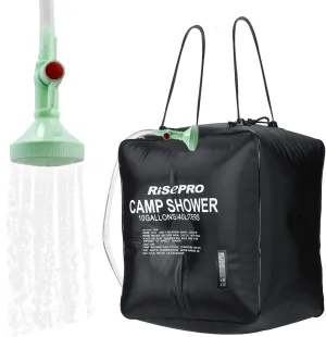 10 gallons/40L Solar Shower Bag Solar Heating Camping Shower Bag with Temperature Hot Water Outdoor Hiking Climbing XH07
