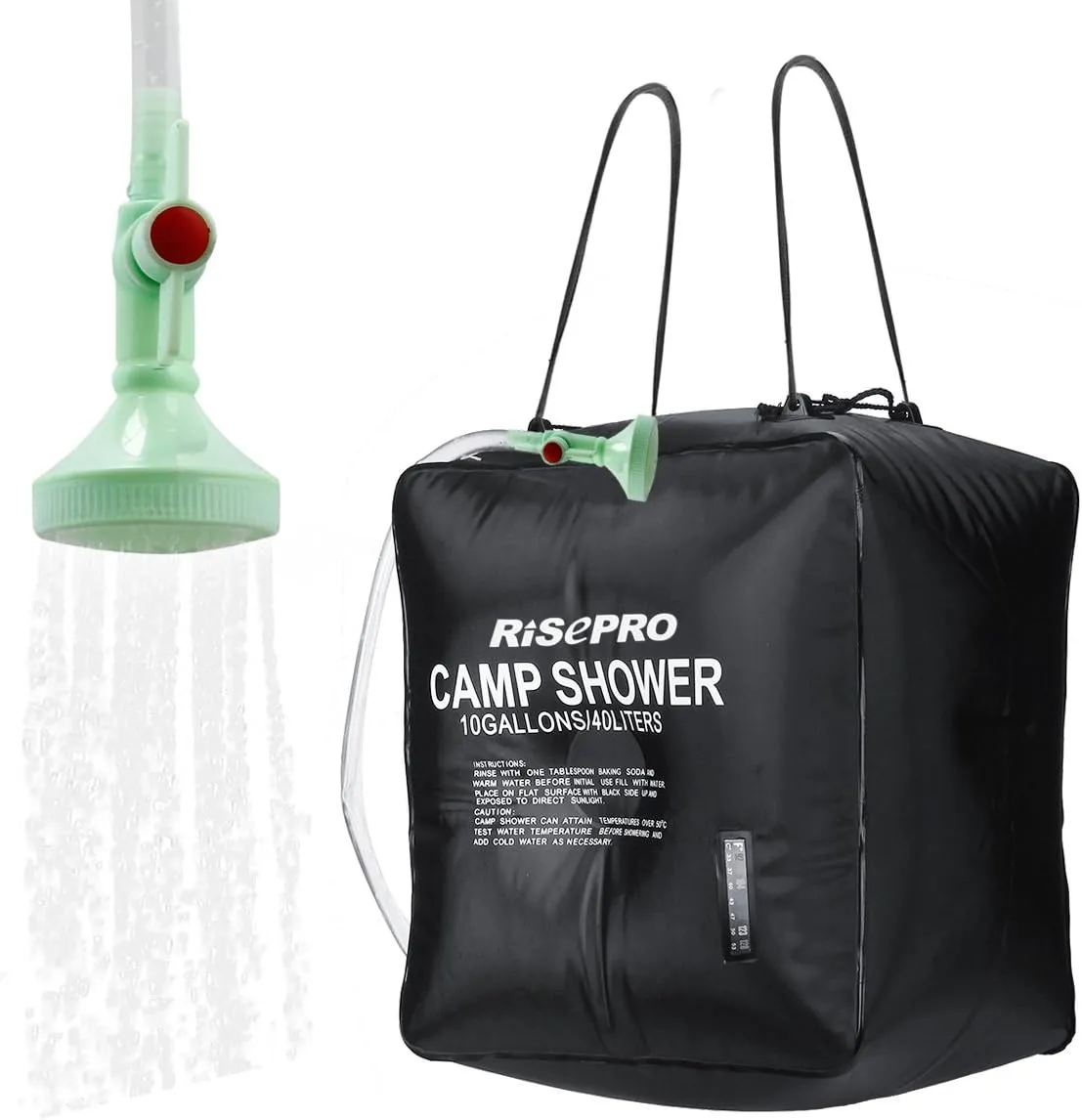 10 gallons/40L Solar Shower Bag Solar Heating Camping Shower Bag with Temperature Hot Water Outdoor Hiking Climbing XH07