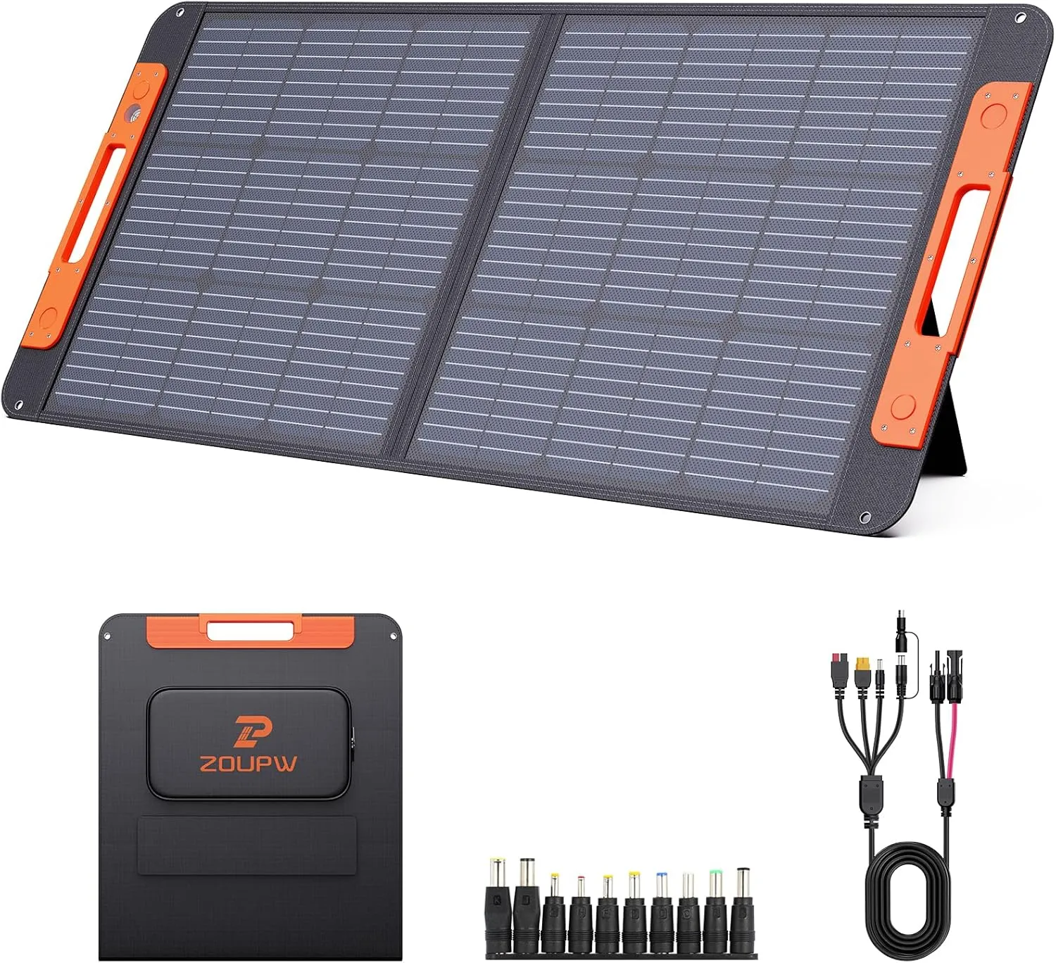 100 Watt Portable Solar Panel for Power Station,Road Trip Essentials,20V Foldable Solar Panel with Solar Angle Guide, 23.5% High Efficiency IP67 Waterproof 2 Kickstands for Camping RV Blackout