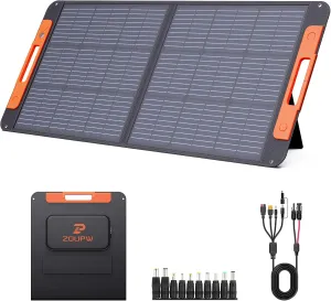 100 Watt Portable Solar Panel for Power Station,Road Trip Essentials,20V Foldable Solar Panel with Solar Angle Guide, 23.5% High Efficiency IP67 Waterproof 2 Kickstands for Camping RV Blackout
