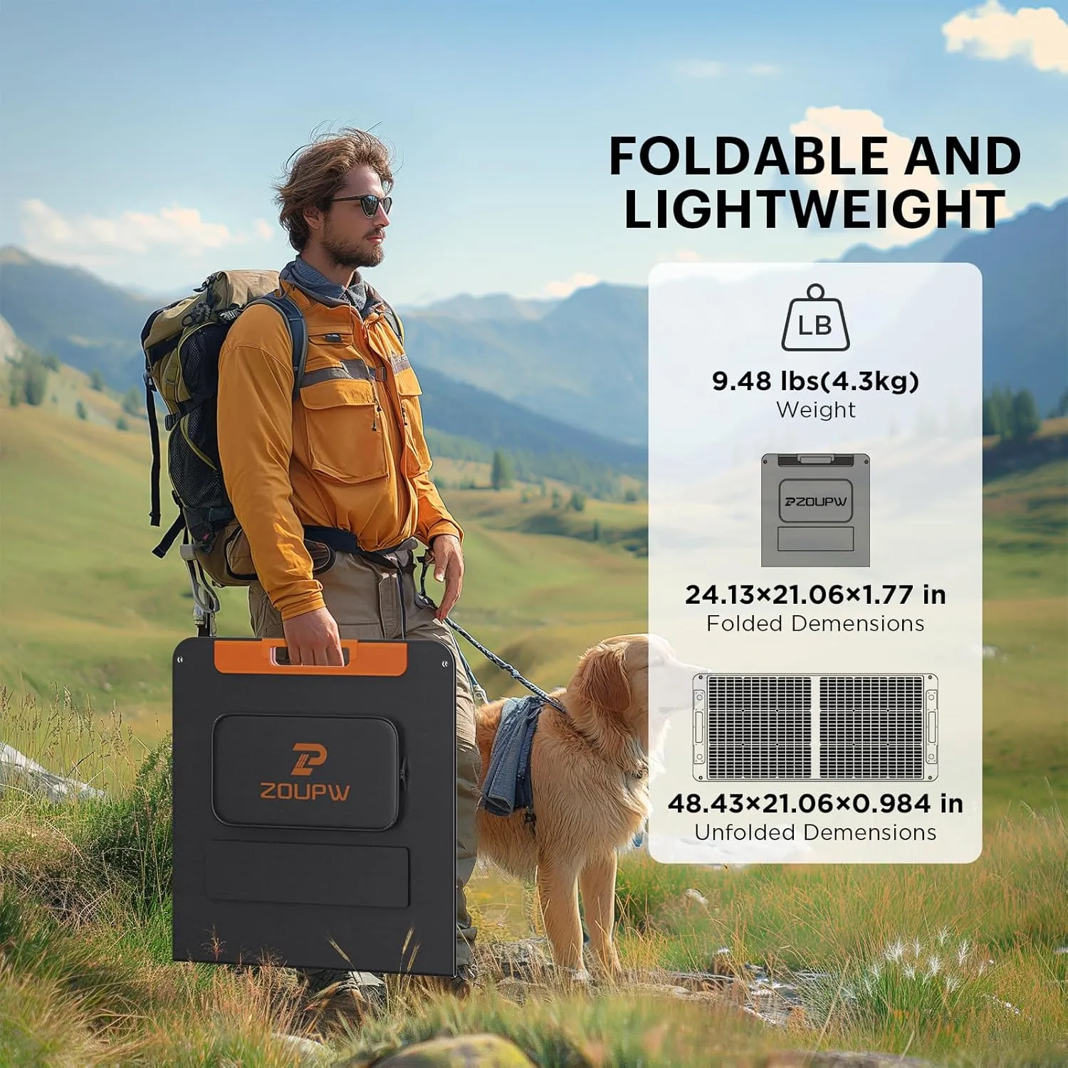 100 Watt Portable Solar Panel for Power Station,Road Trip Essentials,20V Foldable Solar Panel with Solar Angle Guide, 23.5% High Efficiency IP67 Waterproof 2 Kickstands for Camping RV Blackout