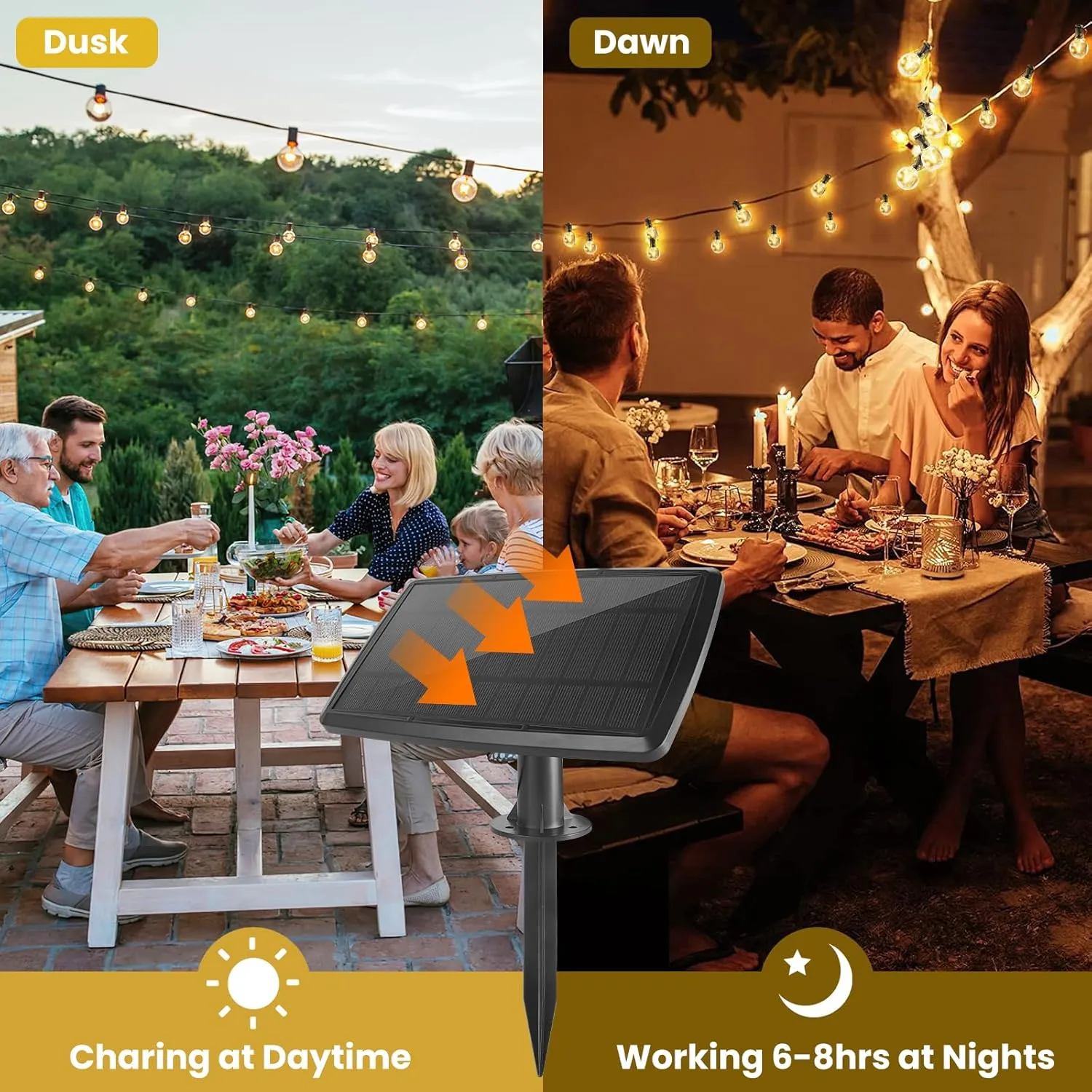 100FT Solar String Lights Outdoor Waterproof with Remote, G40 Solar Powered String Lights with 30 2 LED Shatterproof Bulbs, Dimmable Solar Patio Hanging Lights for Outside Backyard Party