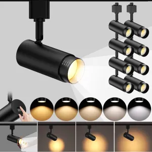 10W 5-Color Zoomable Track Lighting Heads H Type LED Track Lighting Heads Black Dimmable Bright Track Light Heads for Galleries 2700K 3000K 4000K 5000K 6000K Adjustable 15°- 60° CRI90  8 Pack