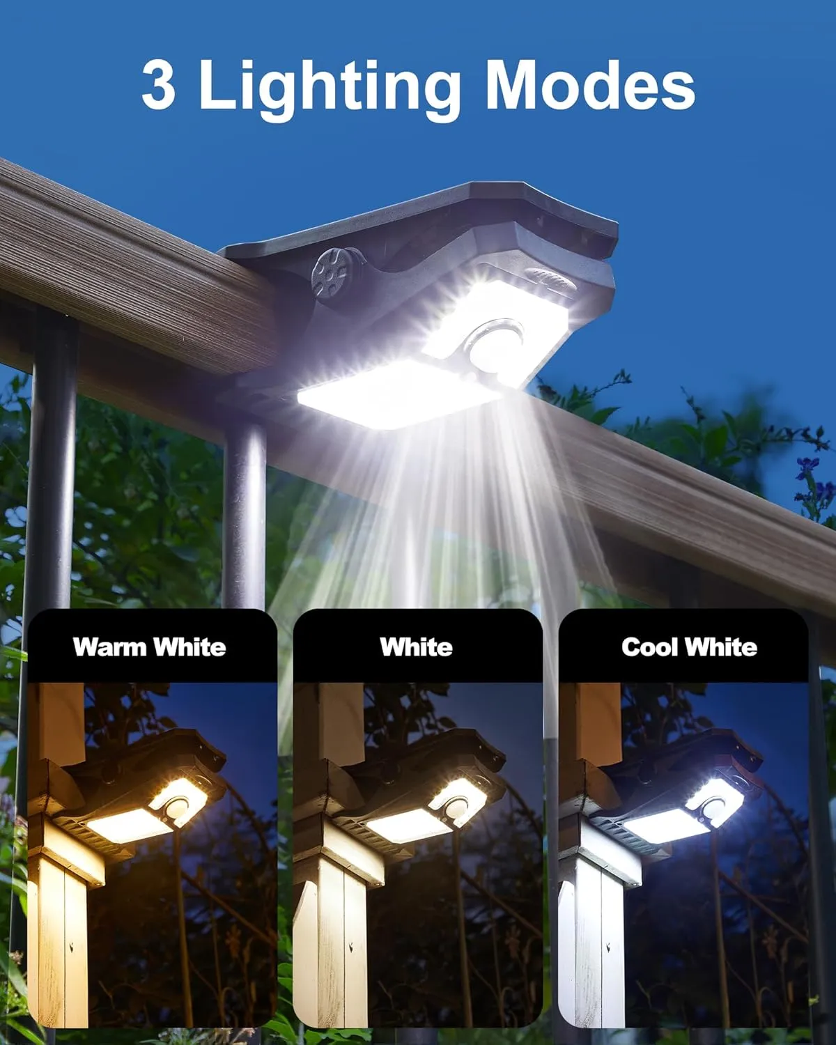 118LEDs Solar Motion Sensor Lights Outdoor, 2 Pack Clip on Solar Lights Outdoor Waterproof, High Bright Solar Powered Security Lights for Outside Fence Chain Link Camping