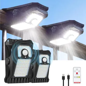 118LEDs Solar Motion Sensor Lights Outdoor, 2 Pack Clip on Solar Lights Outdoor Waterproof, High Bright Solar Powered Security Lights for Outside Fence Chain Link Camping
