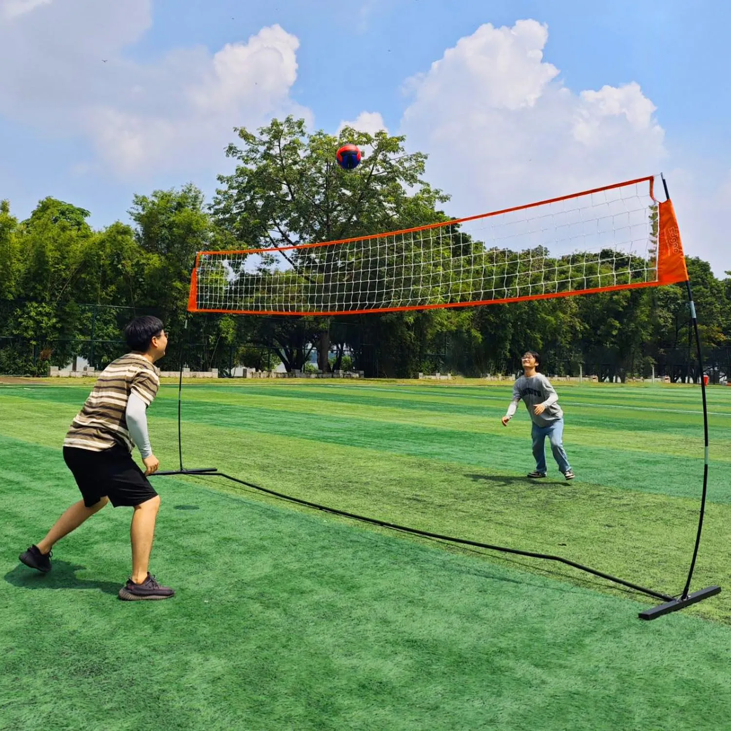 12FT/18FT Portable Volleyball Training Net for Hitting or Serving Drills, Outdoor & Indoor Freestanding Practice Net With Height Adjustable, Carry Bag