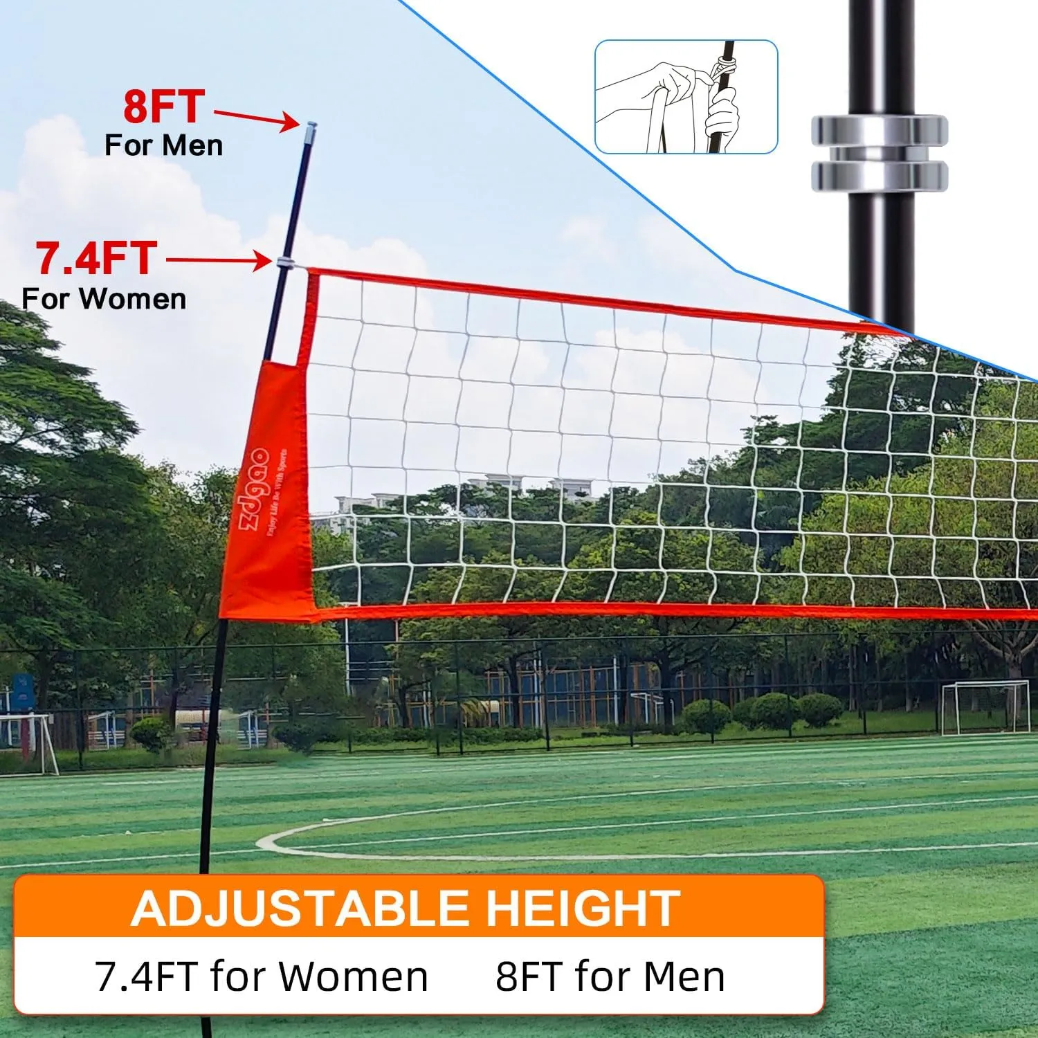 12FT/18FT Portable Volleyball Training Net for Hitting or Serving Drills, Outdoor & Indoor Freestanding Practice Net With Height Adjustable, Carry Bag