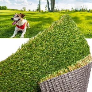 1.2inch Realistic Fake Grass Rug with Drainage 4FTX13FT Indoor Outdoor Garden Artificial Lawn Mat Synthetic Grass Carpet Mat for Dogs, Balcony, Patio, Backyard, Customized