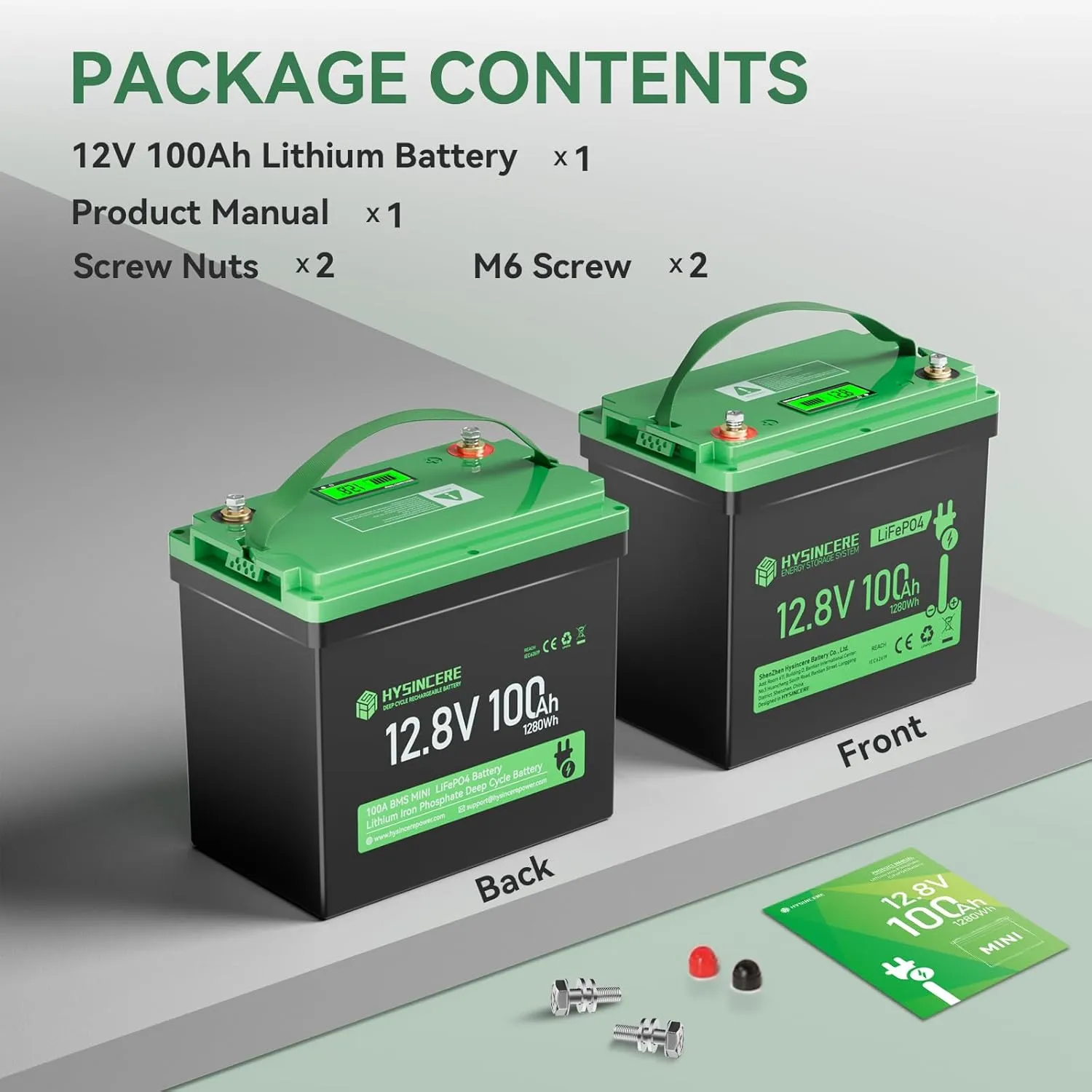 12V 100Ah LiFePO4 Battery with LED Display, Mini Deep Cycle Lithium Rechargeable Battery, Max.15000 Cycles Built in 100A BMS for RV, Trolling Motor, Camping, Marine, Home Energy Storage(2 Packs)