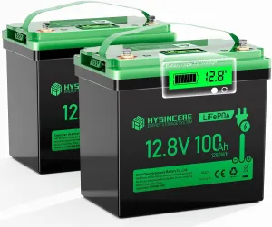 12V 100Ah LiFePO4 Battery with LED Display, Mini Deep Cycle Lithium Rechargeable Battery, Max.15000 Cycles Built in 100A BMS for RV, Trolling Motor, Camping, Marine, Home Energy Storage(2 Packs)