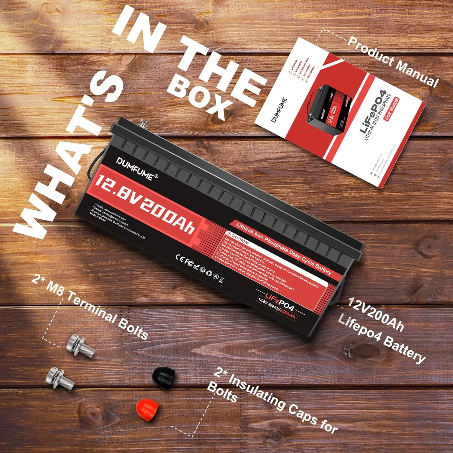 12V 200Ah LiFePO4 Lithium Battery,2560Wh Capacity,Built-in 200A BMS, 15000  Cycles,10-Year Lifespan, Ideal for RV, Solar Energy Storage,Trolling Motor and Off-Grid Camping