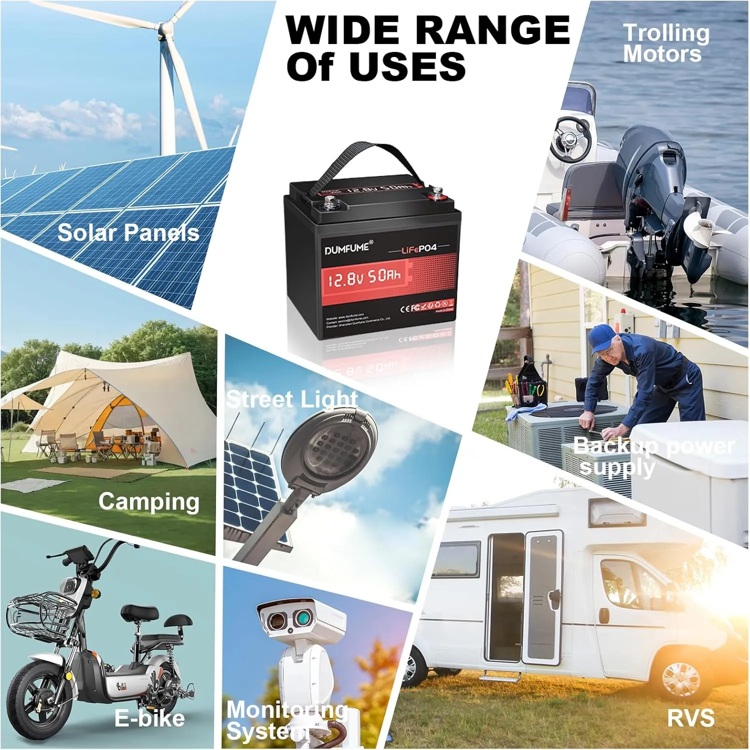 12V 50Ah LiFePO4 Battery, 50A BMS 640W Rechargeable Lithium Iron Phosphate Battery, 4000  Cycles, Low-Temp Protection,Perfect for RV, Camping, Trolling Motor, and Home Energy Storage