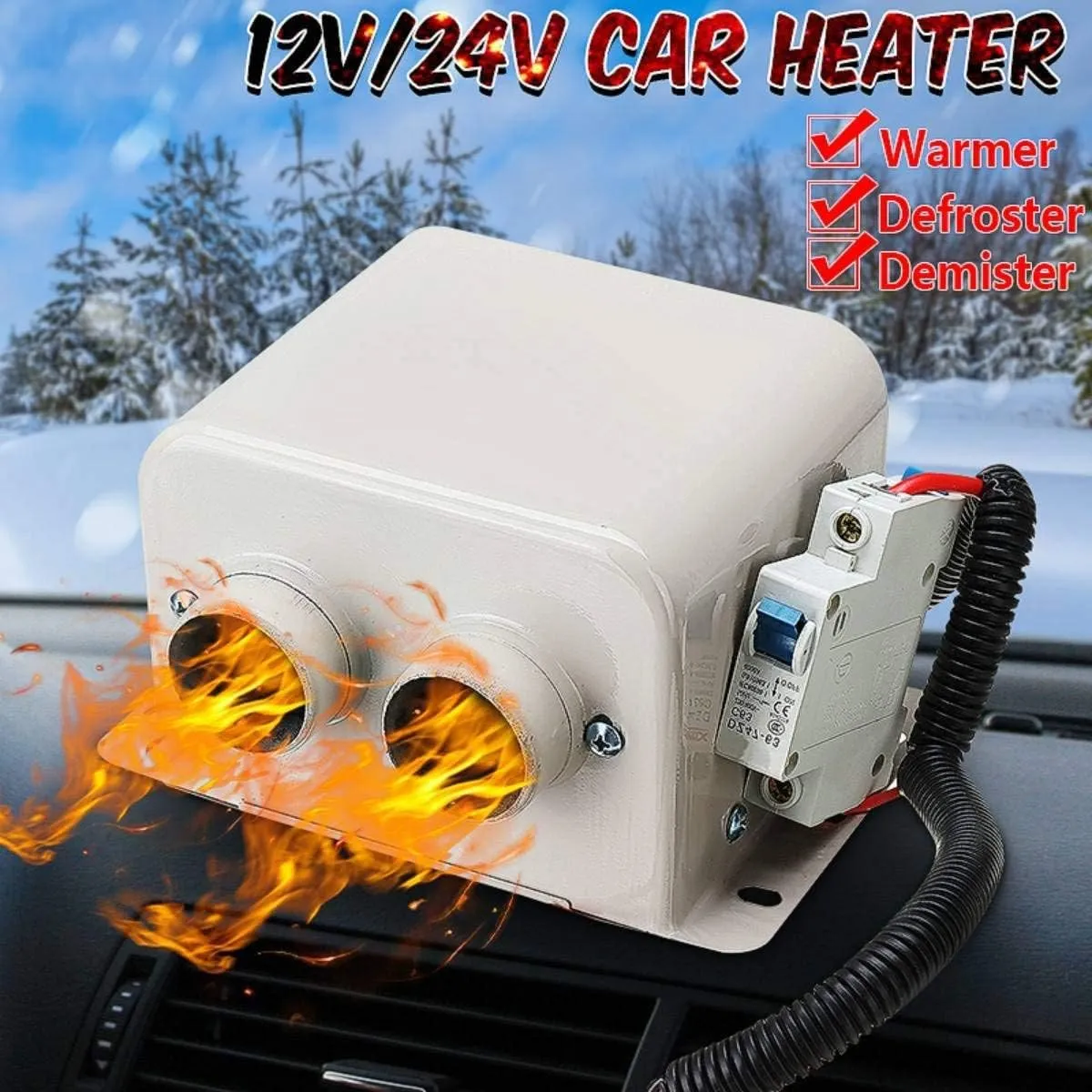 12V 600W Car Heater Kit - Car Demister Winter Fast Heating Warmer Frost Removing Car Windshield Defroster and Defogger