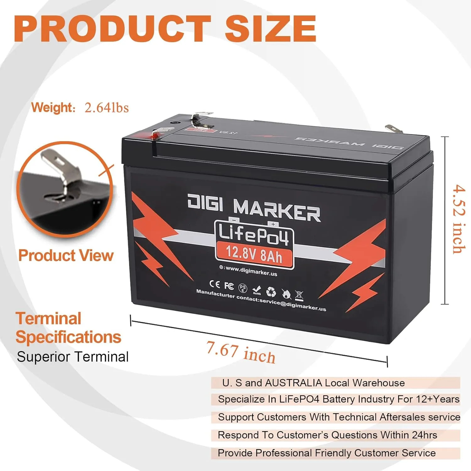 12V 8Ah Lithium LiFePO4 Battery for Power Wheels,12 Volt Rechargeable Replacement Battery for Ride On Toys, Peg Perego Toys,Fish Finder,RV, Solar