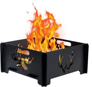 16 inch Portable Square Fire Pit Outdoor Foldable Plug Fire Pit Suitable for Camping, Picnic, Backyard, Garden Bonfires and Outdoor Wood Burning with Storage Bag