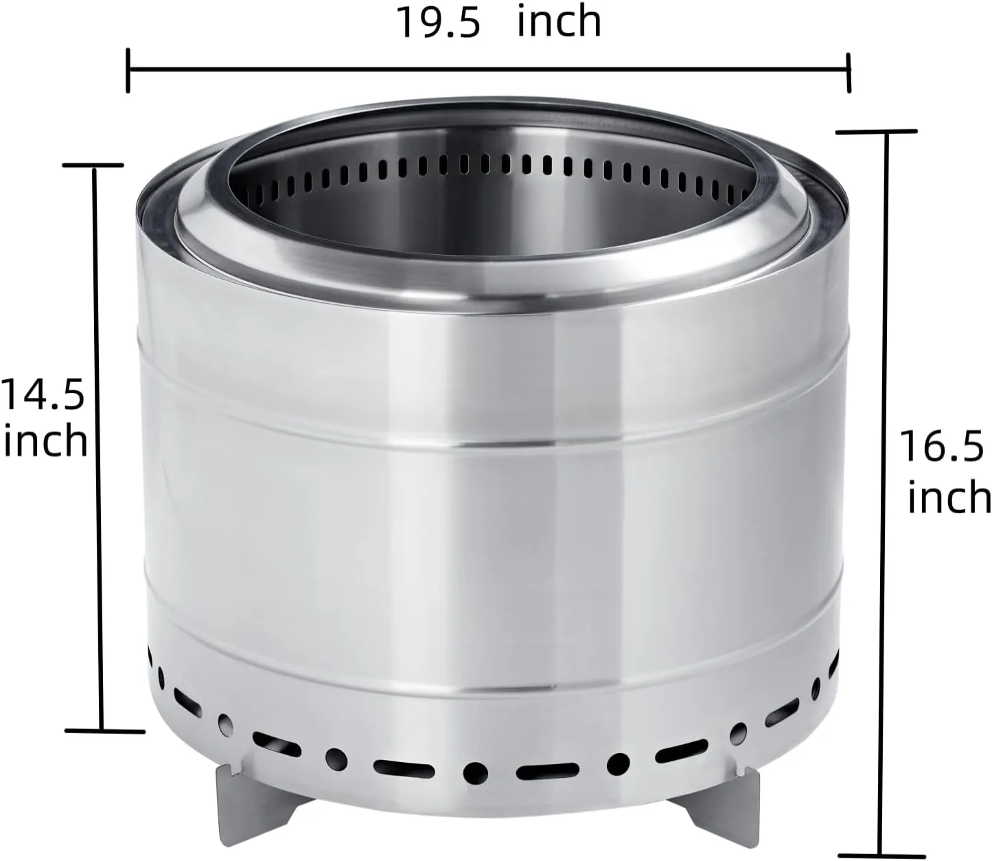 19.5 inch Smokeless Fire Pit with Carry Bag, Stainless Steel Outdoor Smokeless Firepit, Wood Burning Fire Pits for Camping, Bonfire,Low Smoke Firepit for Outside(Silver)