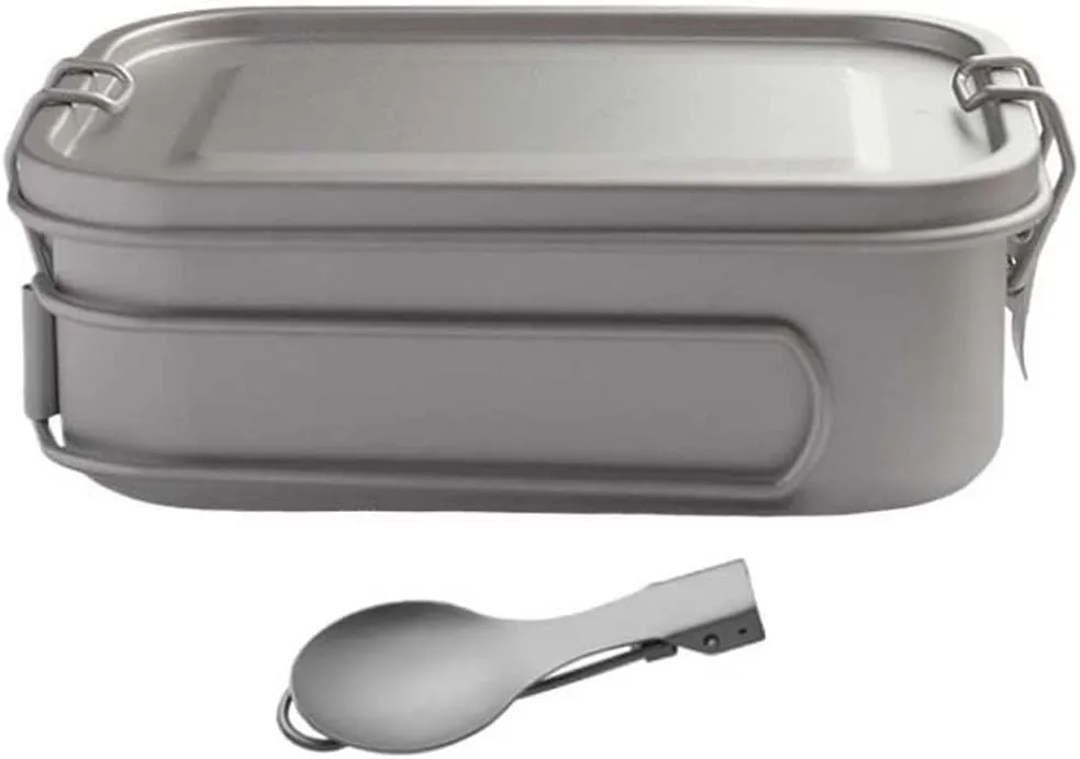 1PC Pure Titanium Lunch Box 800ML, Portable Sealed Square Bento Box with Double Folding Handles Suitable for Outdoor Camping (800ML C)