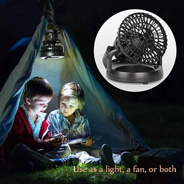 2-in-1 18 LED Camping Fan Light Tent Lamp Lantern with Ceiling Cooling Fan