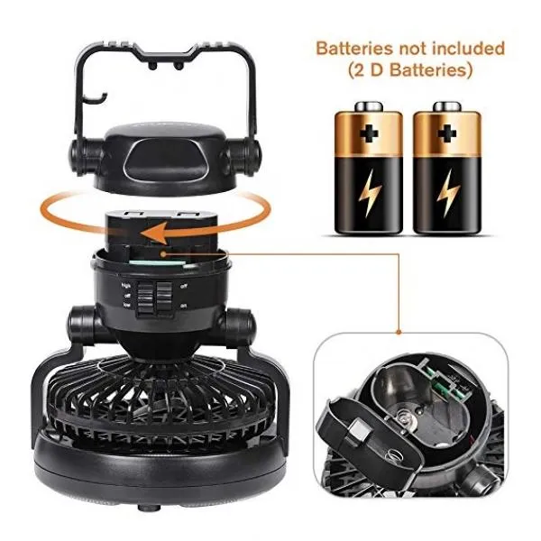 2-in-1 18 LED Camping Fan Light Tent Lamp Lantern with Ceiling Cooling Fan