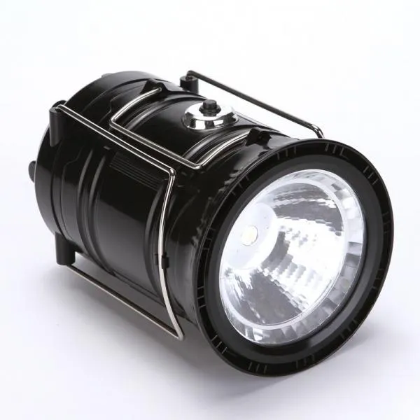 2 in1 Two Light Color Battery Powered Retractable Handheld Hanging Flame Lantern Camping Light - Black
