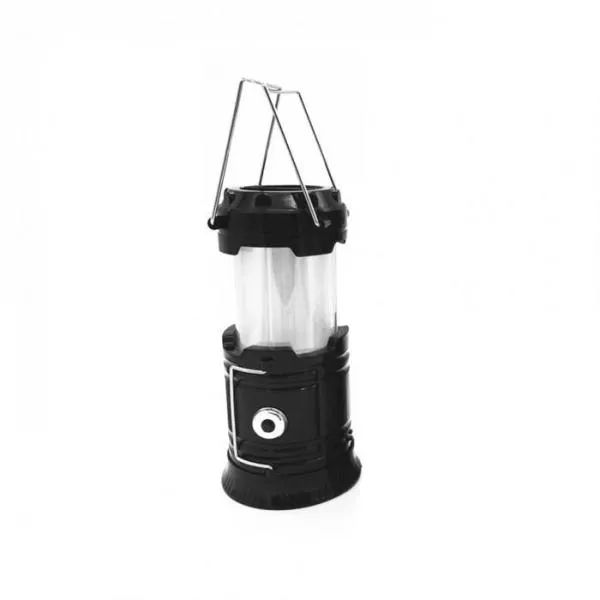2 in1 Two Light Color Battery Powered Retractable Handheld Hanging Flame Lantern Camping Light - Black