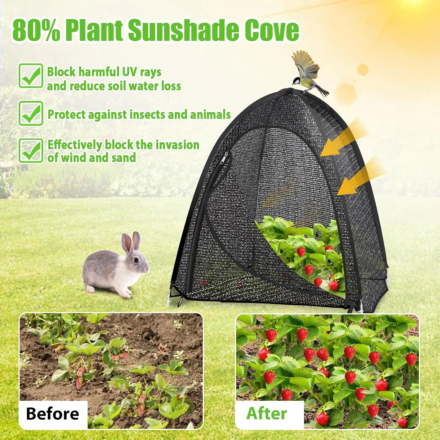 2 Pack Pop Up Plant Shade Tent, Plant Shades for Outdoor Plants, UV Resisitant 80% Sunblock Shade for Plants Sun Protection, Plant Shade Cover for Flower Potted Plants (28x28x33 Inch)