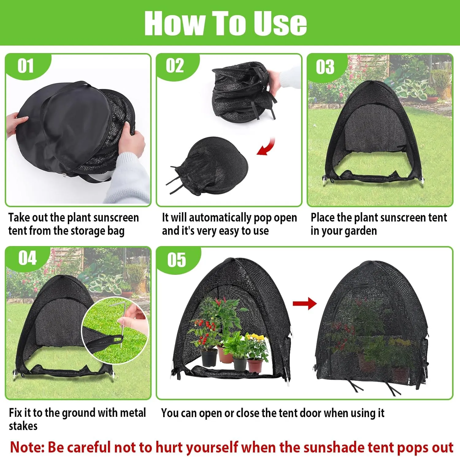 2 Pack Pop Up Plant Shade Tent, Plant Shades for Outdoor Plants, UV Resisitant 80% Sunblock Shade for Plants Sun Protection, Plant Shade Cover for Flower Potted Plants (28x28x33 Inch)
