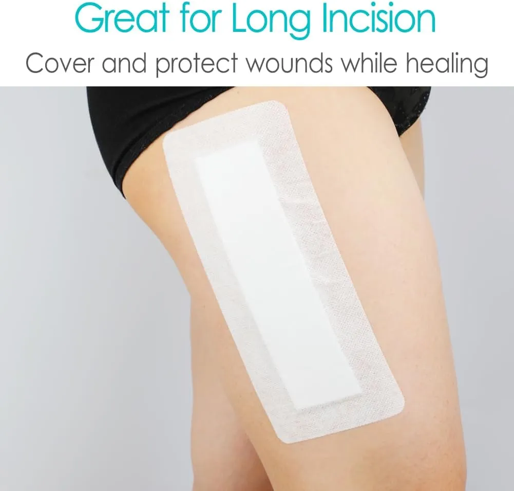 20 Pcs Breathable Knee Replacement Island Dressing | 4x12 Inch Long Post Surgery Bordered Gauze Bandage with Adhesive Border   Absorbent Dressing Pad, Hip Surgery Large Wound Incision Recovery