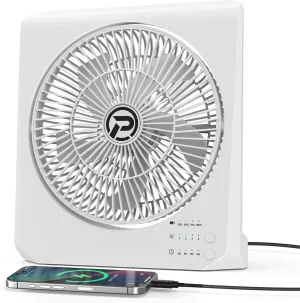 20000mAh Rechargeable Fan for Camping - 55h Super Long Last Battery Operated Fan, 10" Square Table Fan with Timer, 210° Pivot 4 Powerful Speed for Travel Outdoor Emergency Hurricane Power Outage