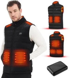 2024 Upgrade Heated Vest for Men with 10000mAh Battery Pack Included,Filling 90% Down,8 Heating Zones,USB Rechargeable Lightweight Heated Jacket,Men Gifts for Husband/Dad