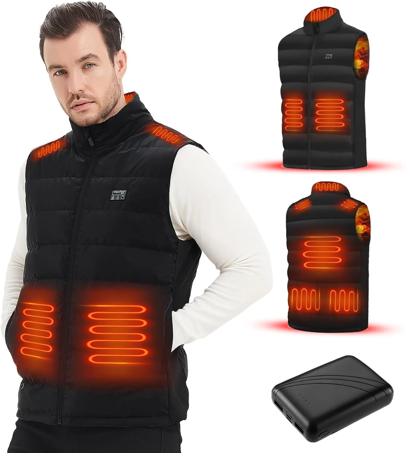 2024 Upgrade Heated Vest for Men with 10000mAh Battery Pack Included,Filling 90% Down,8 Heating Zones,USB Rechargeable Lightweight Heated Jacket,Men Gifts for Husband/Dad