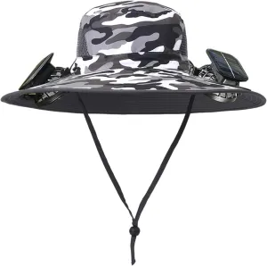 2025 New Solar Fan Hat,with 2 Solar Powered Fans,Outdoor Summer UV Hiking Camping Fishing Hat,Solar & USB Charging