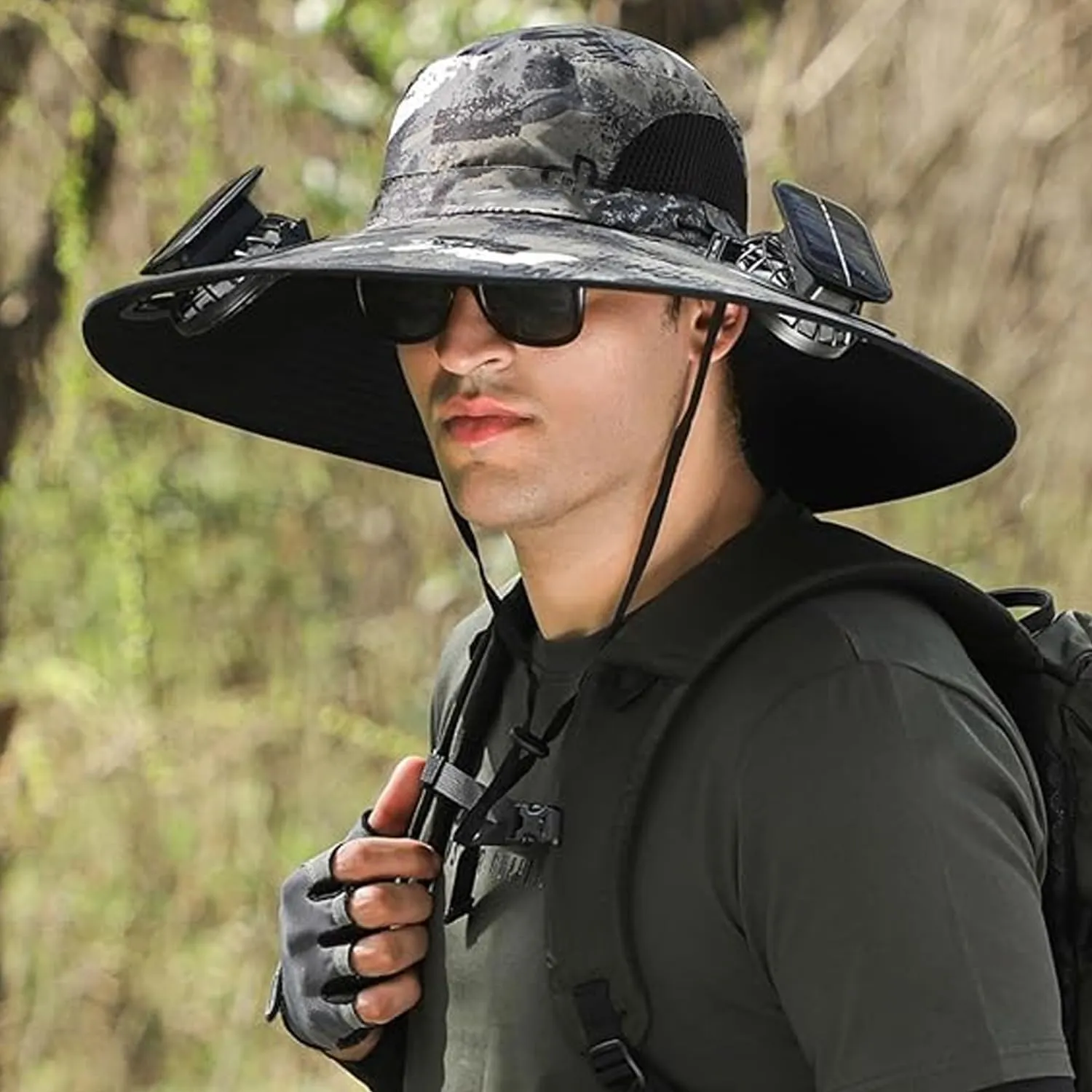 2025 New Ultralight Solar Fan Sun Hat, Wide Brim Solar Fan Hat USB Charging, for Men Outdoor Fishing Camping UPF 50 