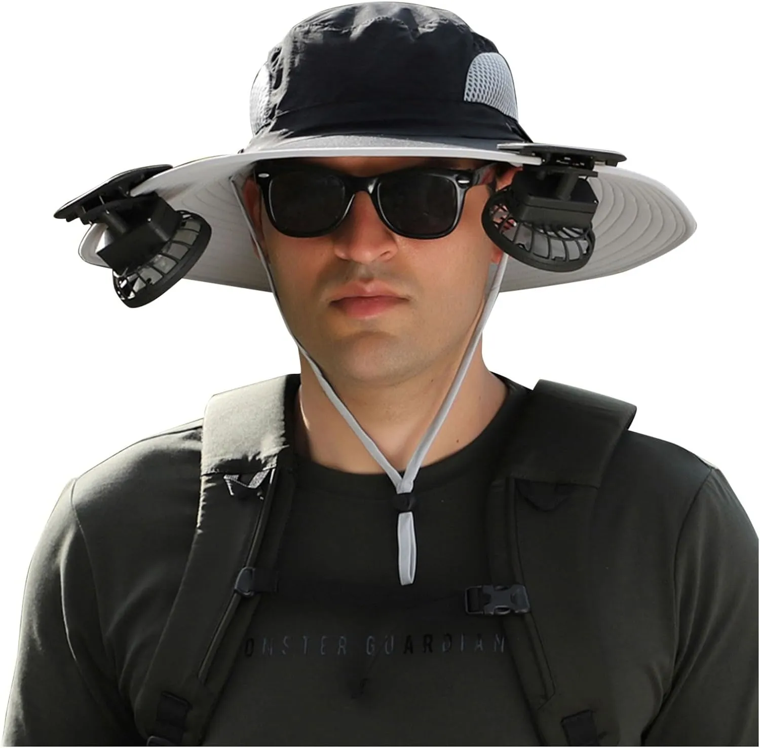 2025 Outdoor Wide Brim Sun Hat with 2 Solar Fan -Sun Bucket Hat for Men Women, UPF 50  Bucket Fishing Beach Hat Fan Built in