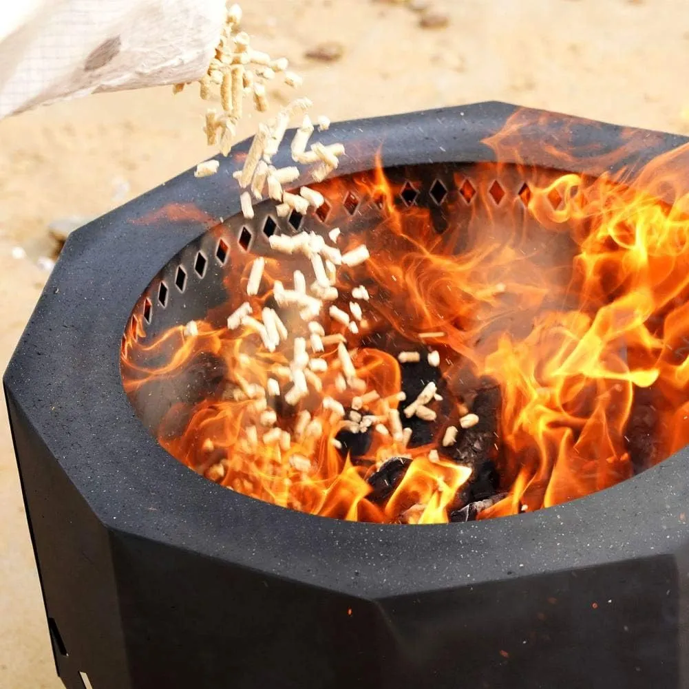 21" Smokeless Fire Pit Patented with Portable Carrying Storage Bag Outdoor Living, Low Smoke Firepit Wood Pellet Burning Spark, Outside Backyard Bonfire, Fireplace, Camping Grill Cooking on Beach - L