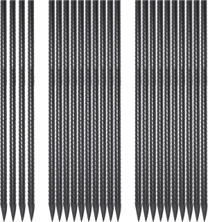 24 Pack Straight Rebar Stakes 24 Inch Metal Stakes for Ground Heavy Duty with Chisel Point End 1/2 Inch Diameter Landscape Timber Spikes for Plant Support, Concrete Form and Fence, Black
