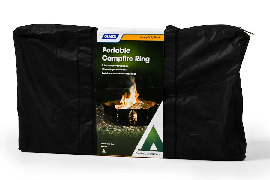 27" Portable Campfire Ring With Tree Cut Outs & Storage Bag