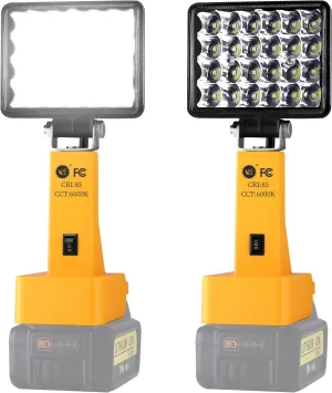 2PCS Cordless LED Work Light for Dewalt & Milwaukee DC 20V/18V,6500K,90W 12000LM Battery Light with Pivoting Head, Low Voltage Protection.NOT Battery Included.