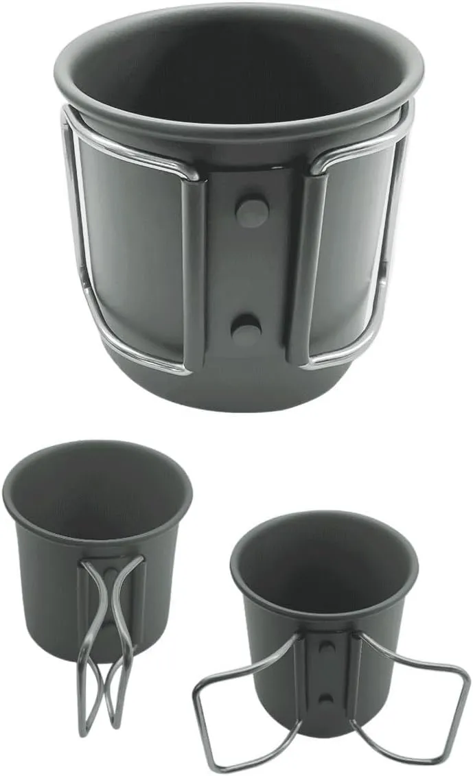 2PCS Outdoor Camping Water Cup 300ml Portable Folding Aluminum Hiking Mug(Gray)