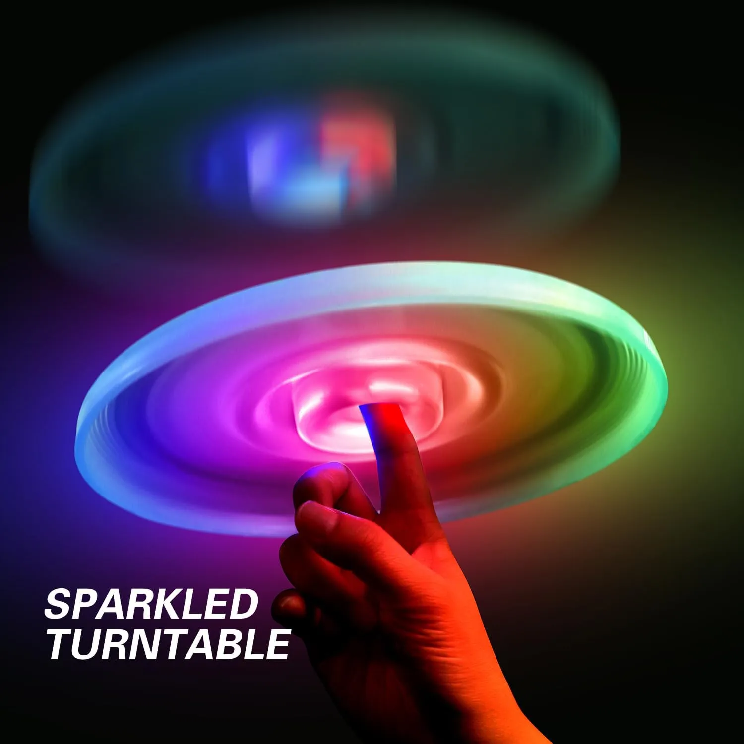 3 in 1 LED Flying Disc Spinning Tops Fingertip Juggling-Multifunctional Flying disc for Kids & Adults All Ages-for Outdoors & Families Party Camping(Green)