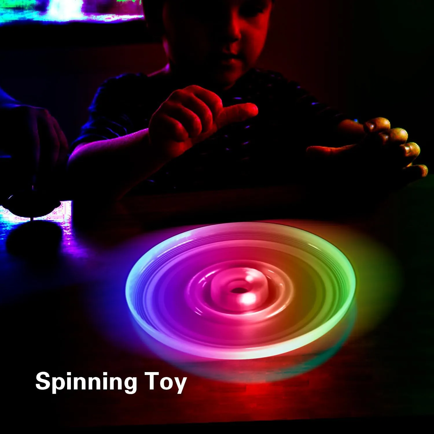 3 in 1 LED Flying Disc Spinning Tops Fingertip Juggling-Multifunctional Flying disc for Kids & Adults All Ages-for Outdoors & Families Party Camping(Green)