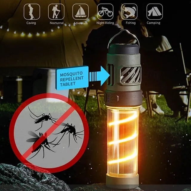 3-in-1 Outdoor Mosquito Repellent Light with Flashlight & Camping Lantern, Long Battery Life Mosquito Repellent Light with Warm Light Atmosphere Outdoor Camping Light