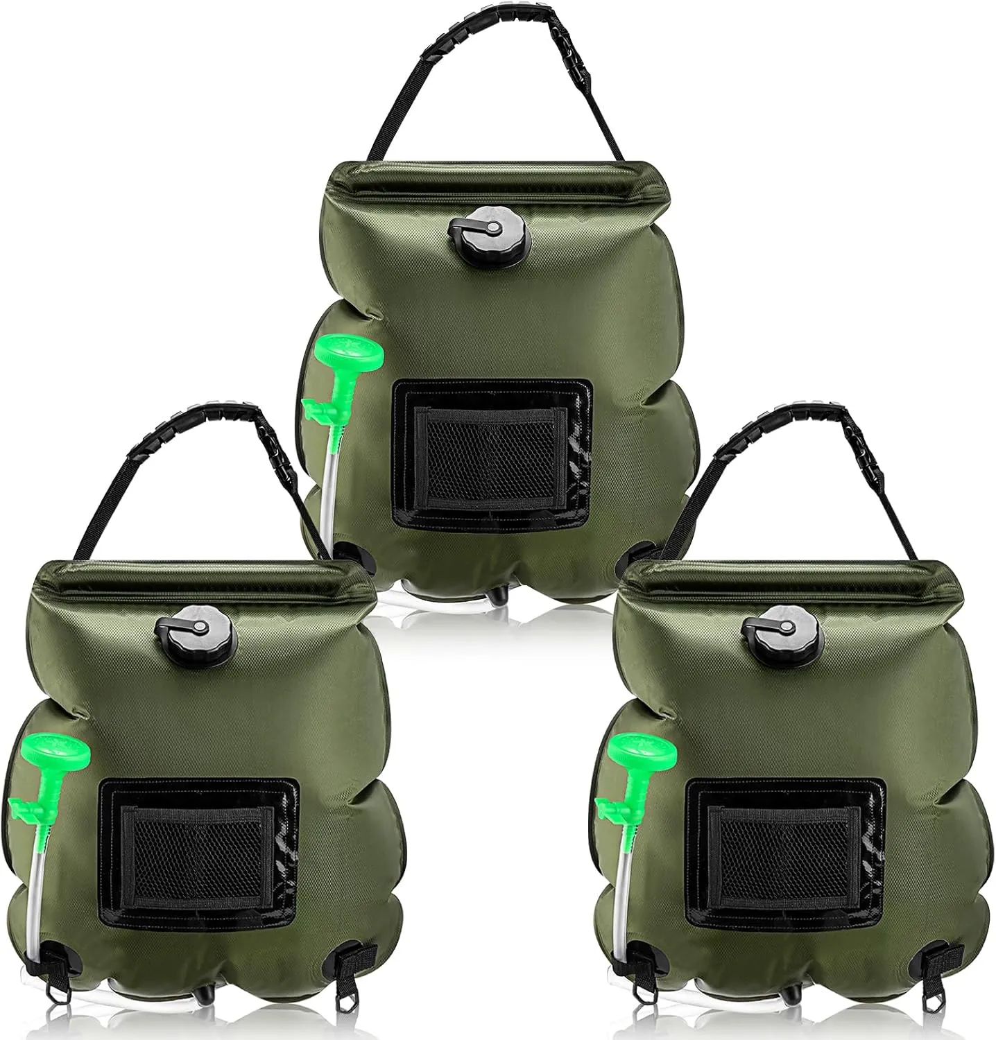 3 Sets Solar Portable Shower Bag 5 Gallons/20l Heating Camping Shower Bag with Removable Hose and On-Off Switchable Head for Hiking Climbing Summer Shower Travel, Beach Swimming