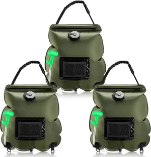 3 Sets Solar Portable Shower Bag 5 Gallons/20l Heating Camping Shower Bag with Removable Hose and On-Off Switchable Head for Hiking Climbing Summer Shower Travel, Beach Swimming