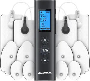 30 Modes TENS EMS Unit Compact Muscle Stimulator for Pain Relief, Rechargeable & Portable Dual Channel EMS Muscle Stimulator with 30 Intensity Levels and 12 Electrode Tens Unit Replacement Pads