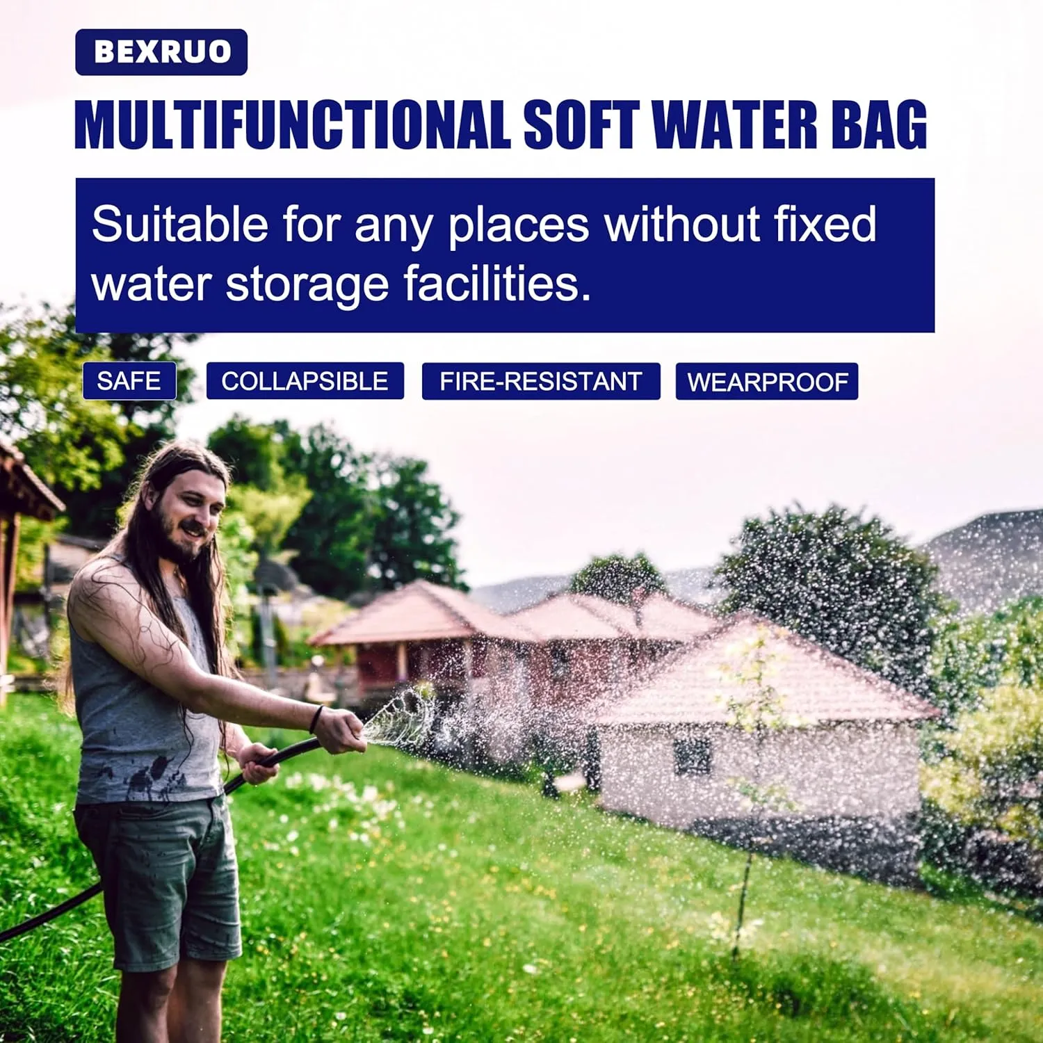 30Gal Portable Water Storage Bladder, Foldable Large Capacity Container Water Tank, Agricultural Irrigation, Camping, Firefighting, Outdoor Household Water