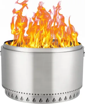 32 inch Smokeless Fire Pit, 304 Stainless Steel Wood Burning Fireplaces with Removable Ash Pan, Portable Safe Burning Firepit with Handles Ideal for Outside Patio Camping