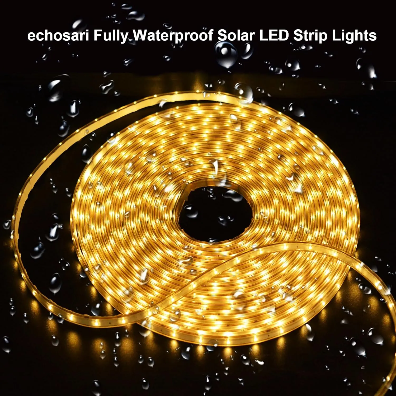 32.8Ft Solar Strip Lights Outdoor, IP68 Fully Waterproof LED Strip Lights with Timer Remote Auto ON/Off, Self-Adhesive Strip Lights for Camping Pool Patio Decor (Warm White)