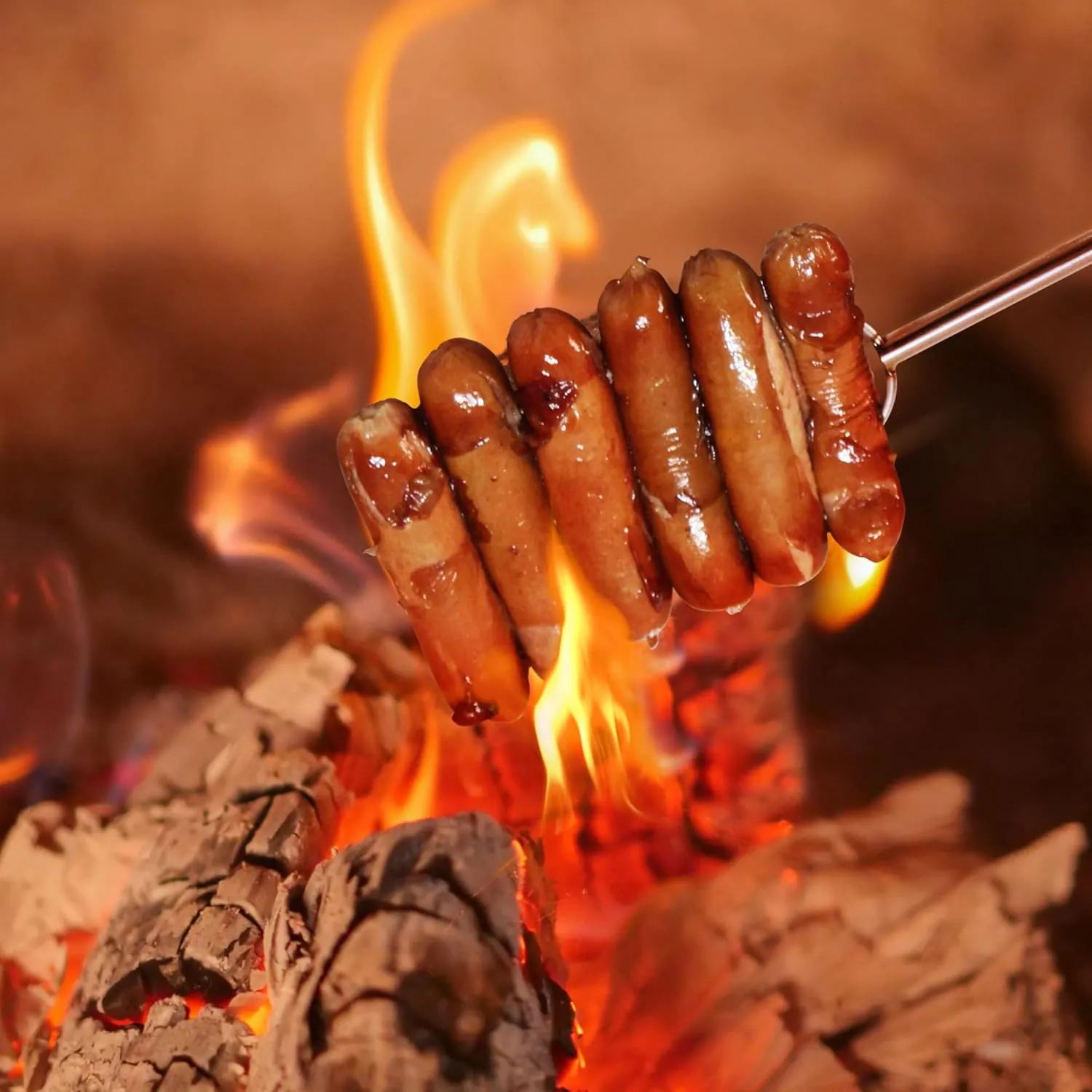 32" Heavy Duty Hot Dog Roasting Sticks for Campfire, Smores Sticks for Fire Pit Long, Marshmallows Skewers (6 Pack)